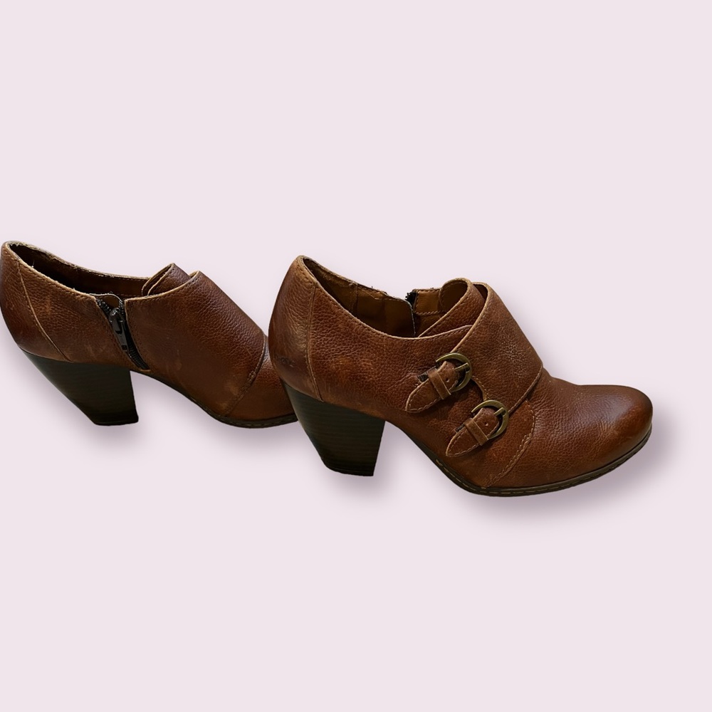 Brown Leather Women's Heeled Shoes